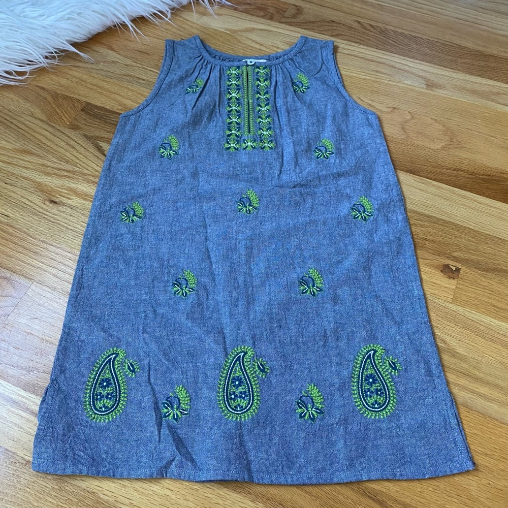 Peek Kids NEW Chambray Embroidered Sleeveless Dress